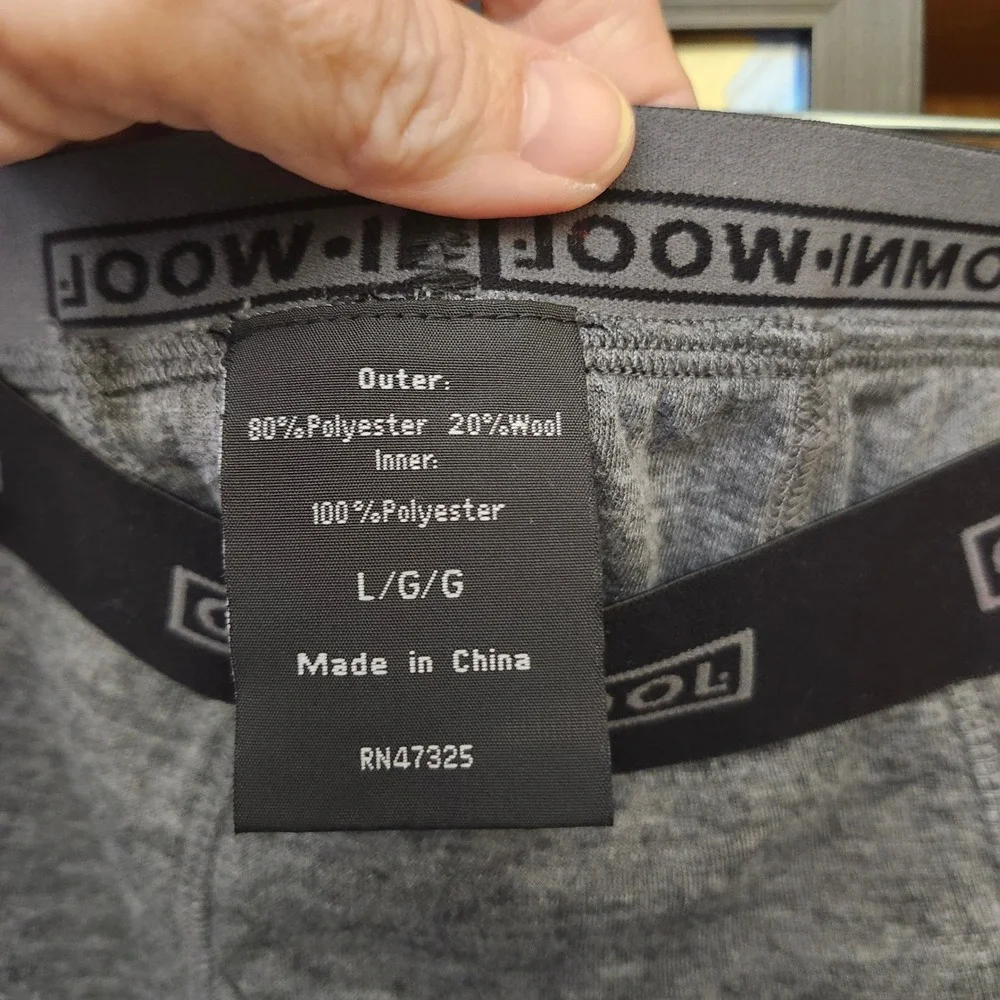 Omni-Wool Mens Thermal Base Layer Leggings‎ Heather Grey Wool Blend Large Winter